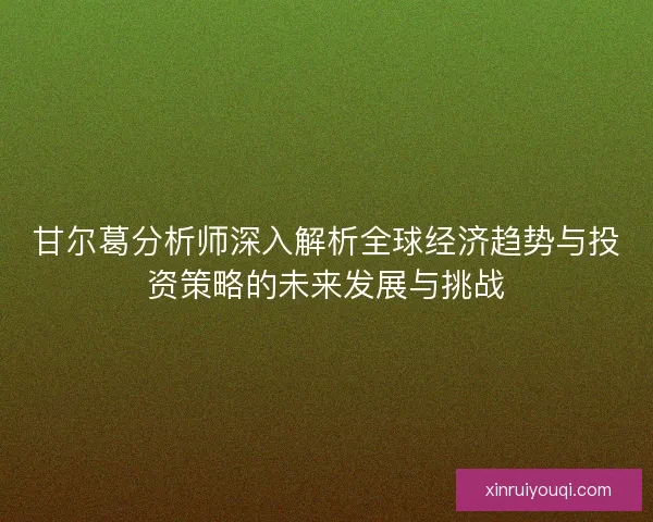 甘尔葛分析师深入解析全球经济趋势与投资策略的未来发展与挑战
