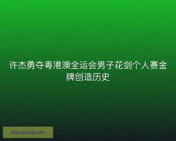 许杰勇夺粤港澳全运会男子花剑个人赛金牌创造历史